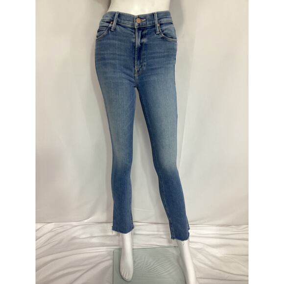 Mother Mid Rise 'Dazzler' Ankle Fray Denim Jeans Size 25 - Picture 2 of 4